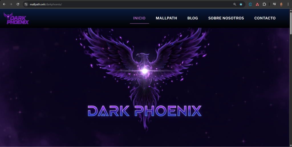 Página corporativa de Dark Phoenix subida al servidor OVH ya funcionando