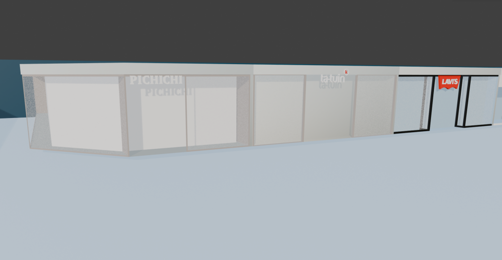 Primeros modelos de escaparates del centro comercial en Blender