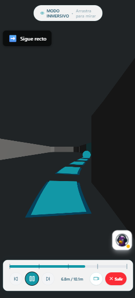 Ruta en primera persona en MallPath con el motor WebGL durante el recorrido