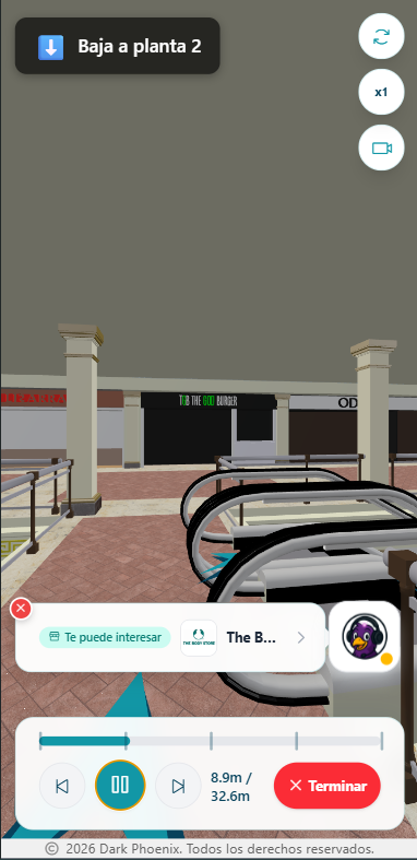 Ruta en primera persona dentro del centro comercial en MallPath